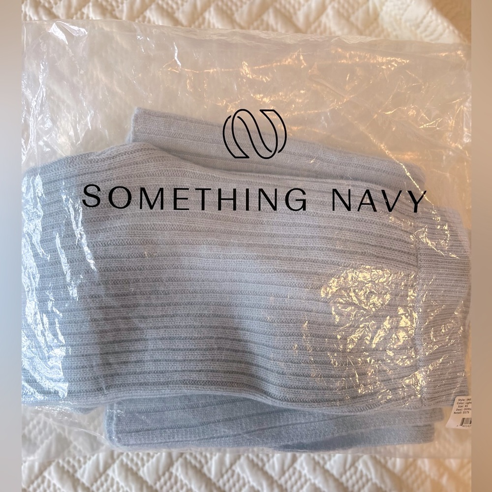 Something Navy Ribbed Knitted Flare Pants Cashmere - Picture 6 of 6